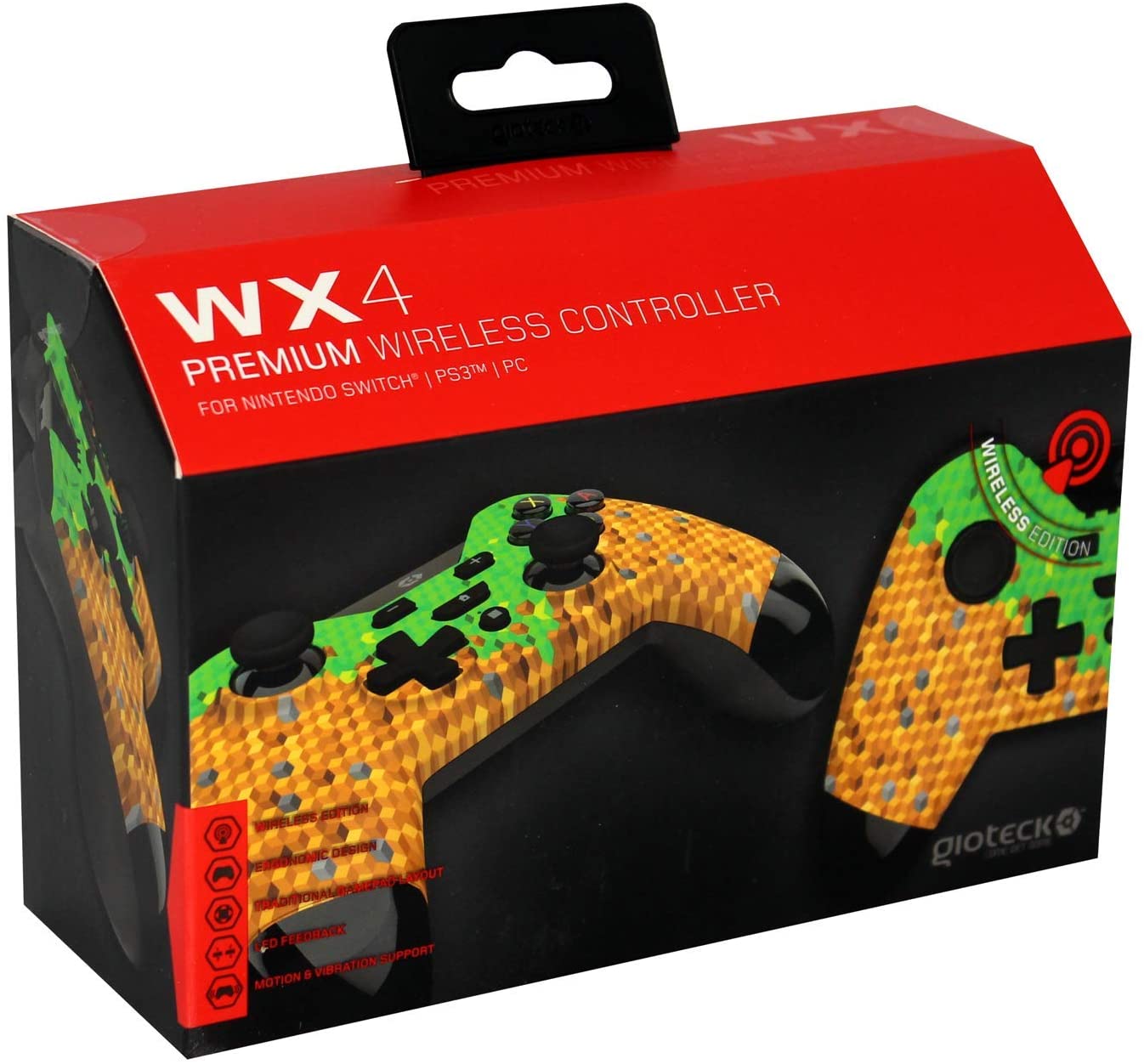 Gioteck - Manette sans fil premium WX4 Edition "Cubes" pour Nintendo Switch, PS3 et PC - flash vidéo