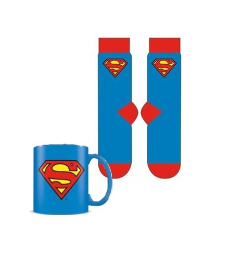 Superman - Coffret cadeau avec tasse 315ml et paire de chaussette EU 41-45 "Logo" - flash vidéo