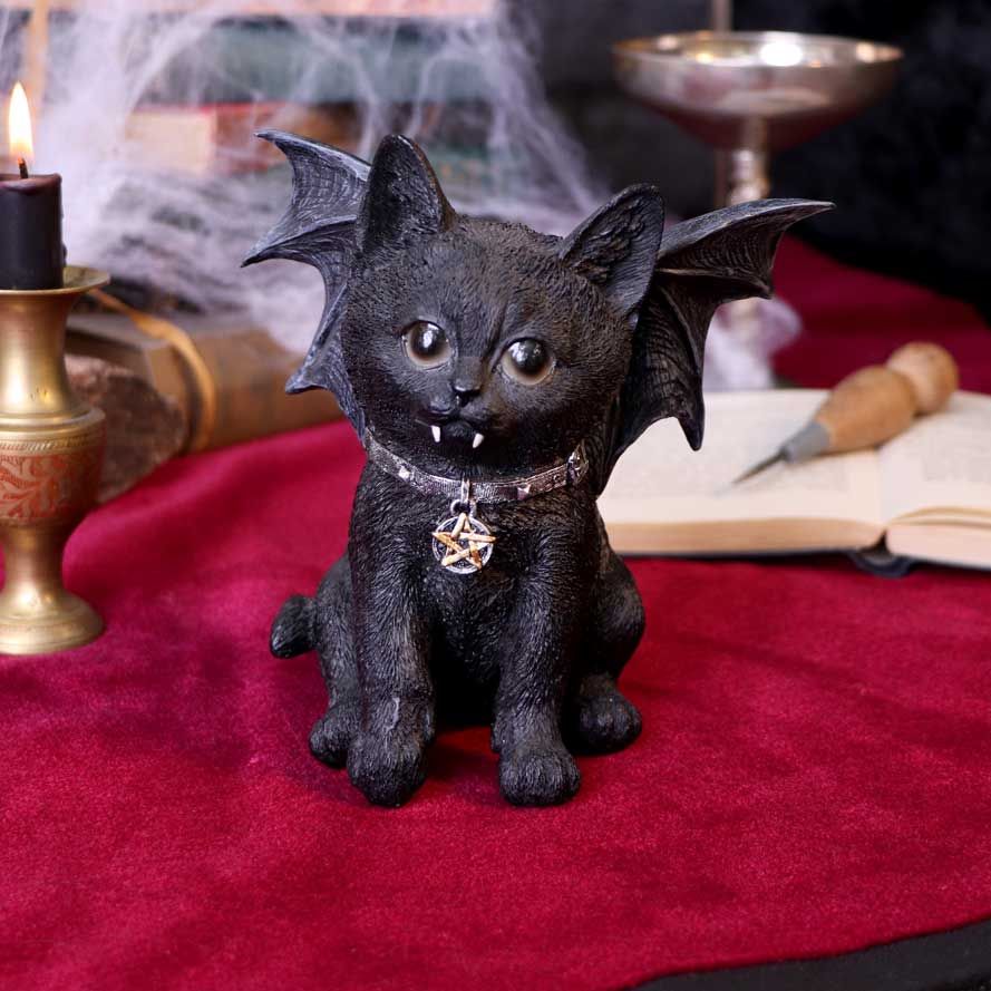 Vampuss - Figurine de chat chauve-souris noir 16cm - flash vidéo