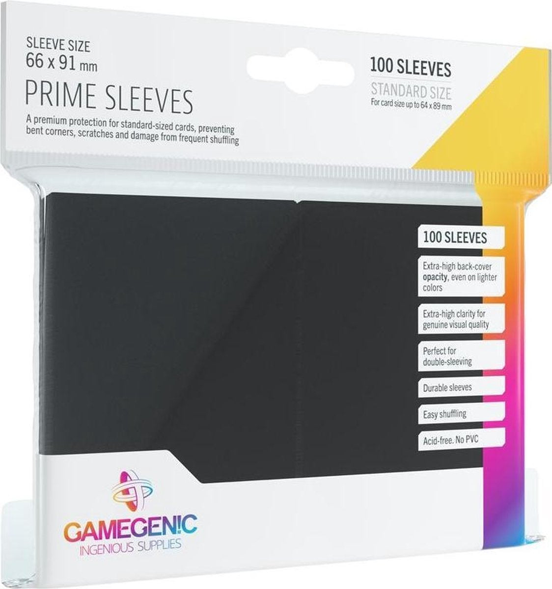 Prime Sleeves - Sachet de 100 protèges-cartes noir standard 66 x 91 mm - flash vidéo