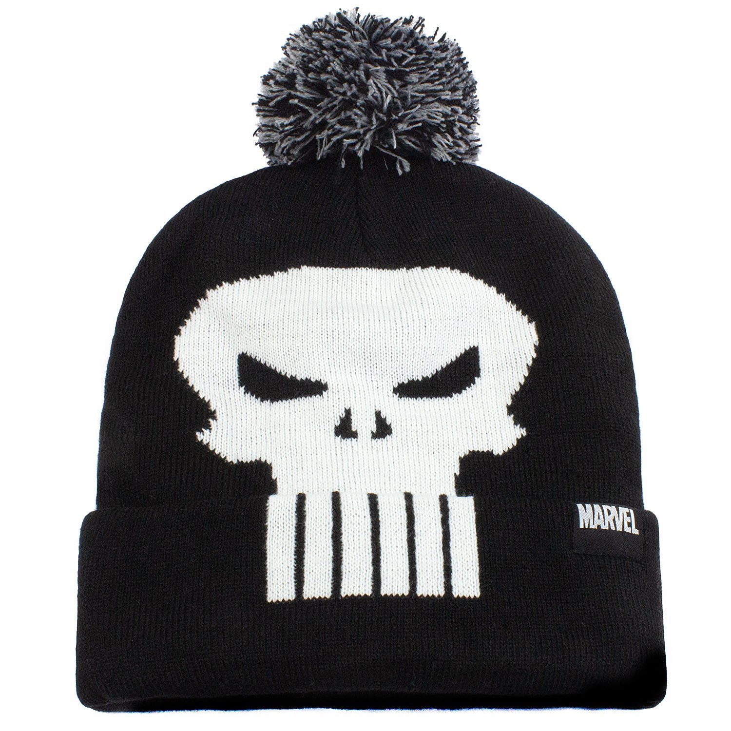 Marvel - Bonnet à pompon Noir Logo Crâne de Punisher - flash vidéo
