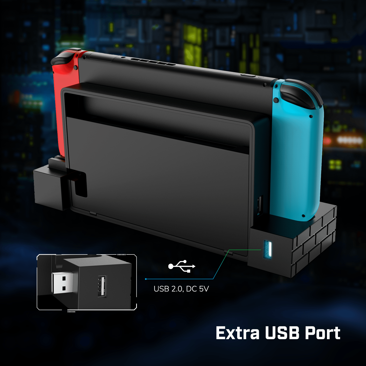 EgoGear - Station de charge et de stockage SCH30 noire pour Nintendo Switch & Switch OLED - flash vidéo