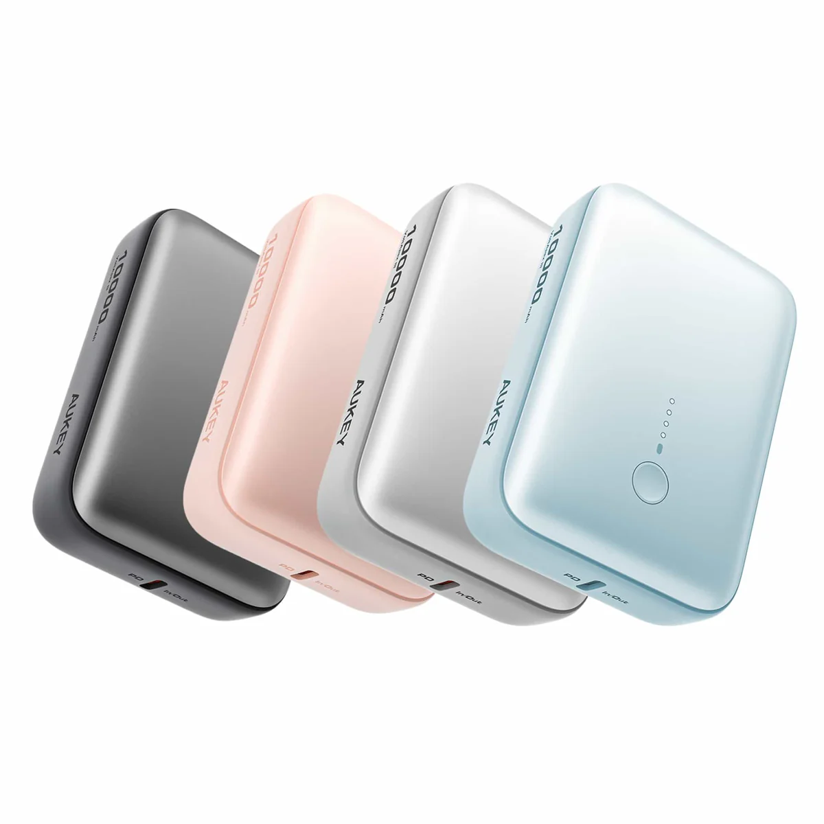 Aukey - Spark Mini 10000mAh 20W Powerbank Grise USB-C/USB-A - flash vidéo
