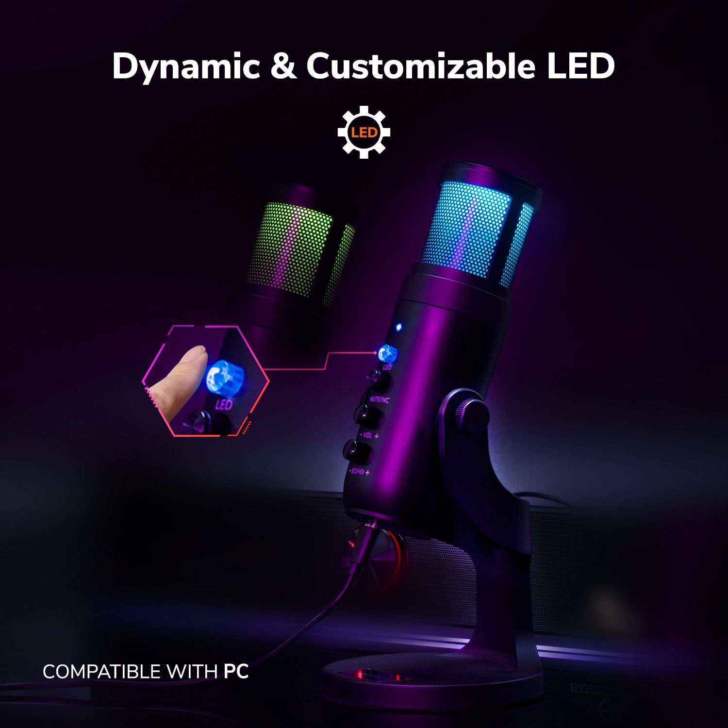 EgoGear - Microphone de streaming haut de gamme RGB SLI50 - flash vidéo