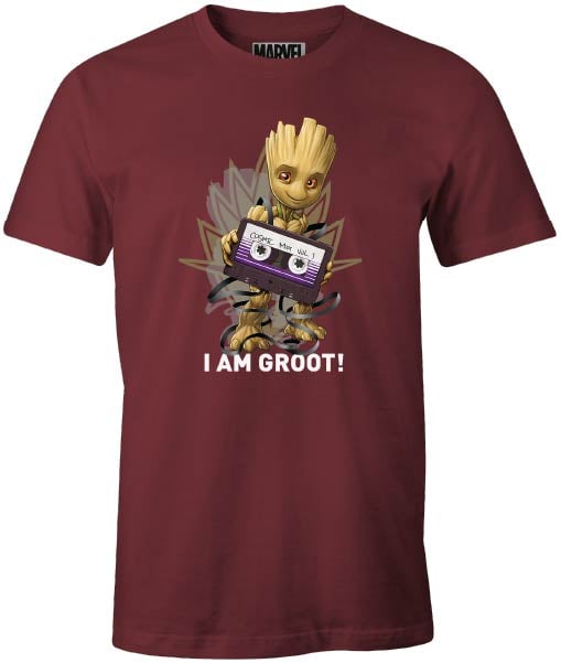 Marvel - Les Gardiens de la Galaxie - T-shirt Bordeaux Hommes - Je suis Groot - S - flash vidéo
