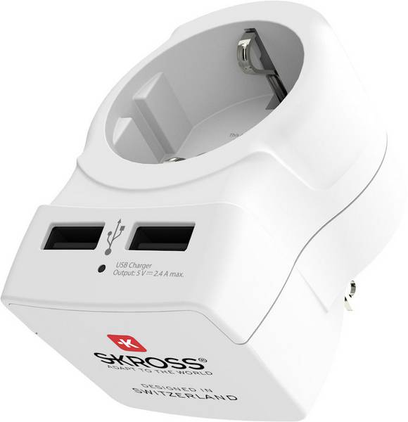 Skross Europe to US Travel Adapter and USB Charger (x2) - flash vidéo