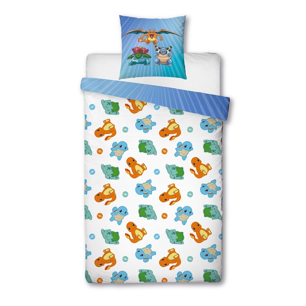Pokémon - Parure de lit en microfibre Starter Evolution (140x200cm + 63x63cm) - flash vidéo