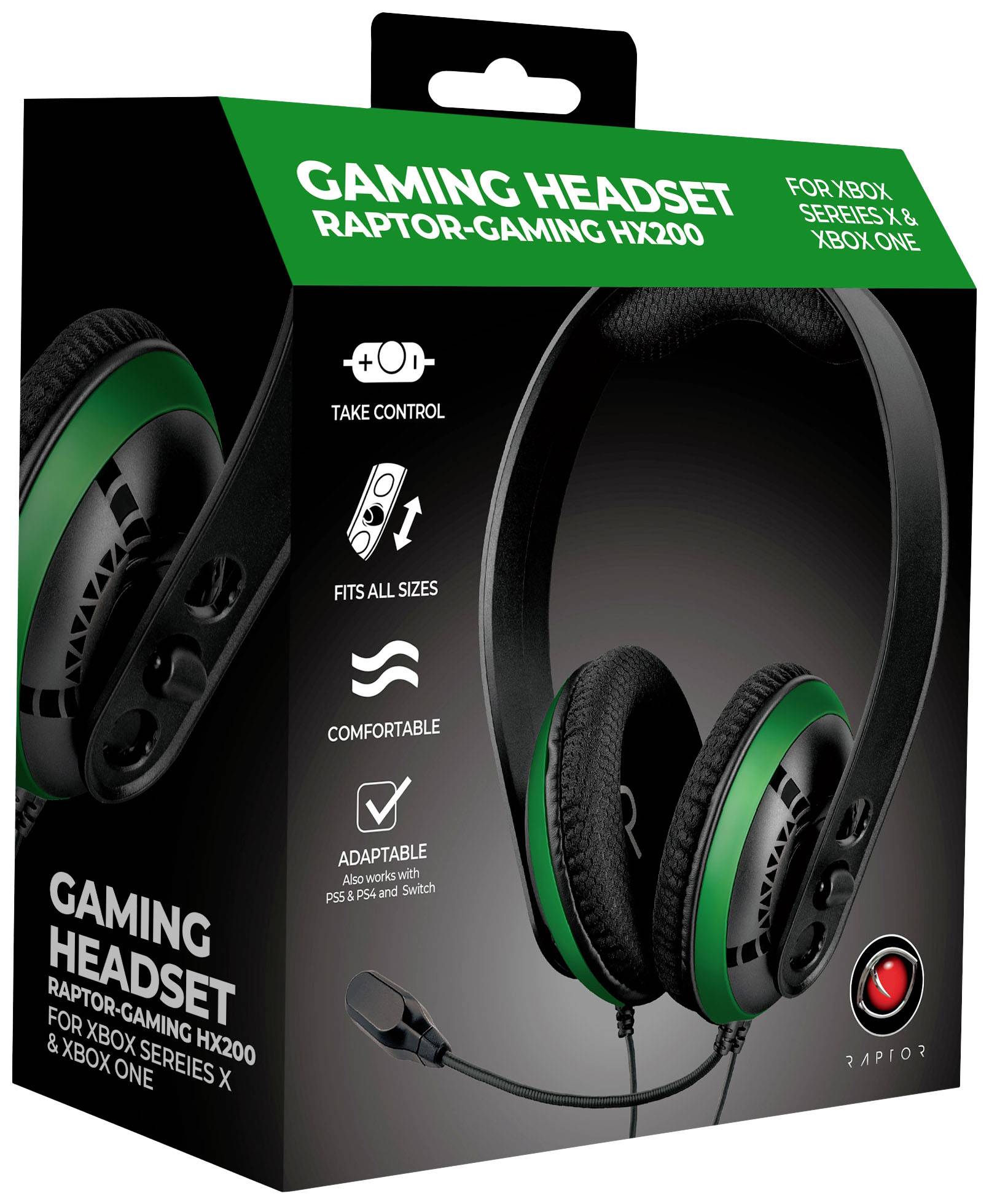 Raptor Gaming - Casque de jeu stéréo filaire HX200 Noir pour Xbox One et Xbox Series S|X - flash vidéo