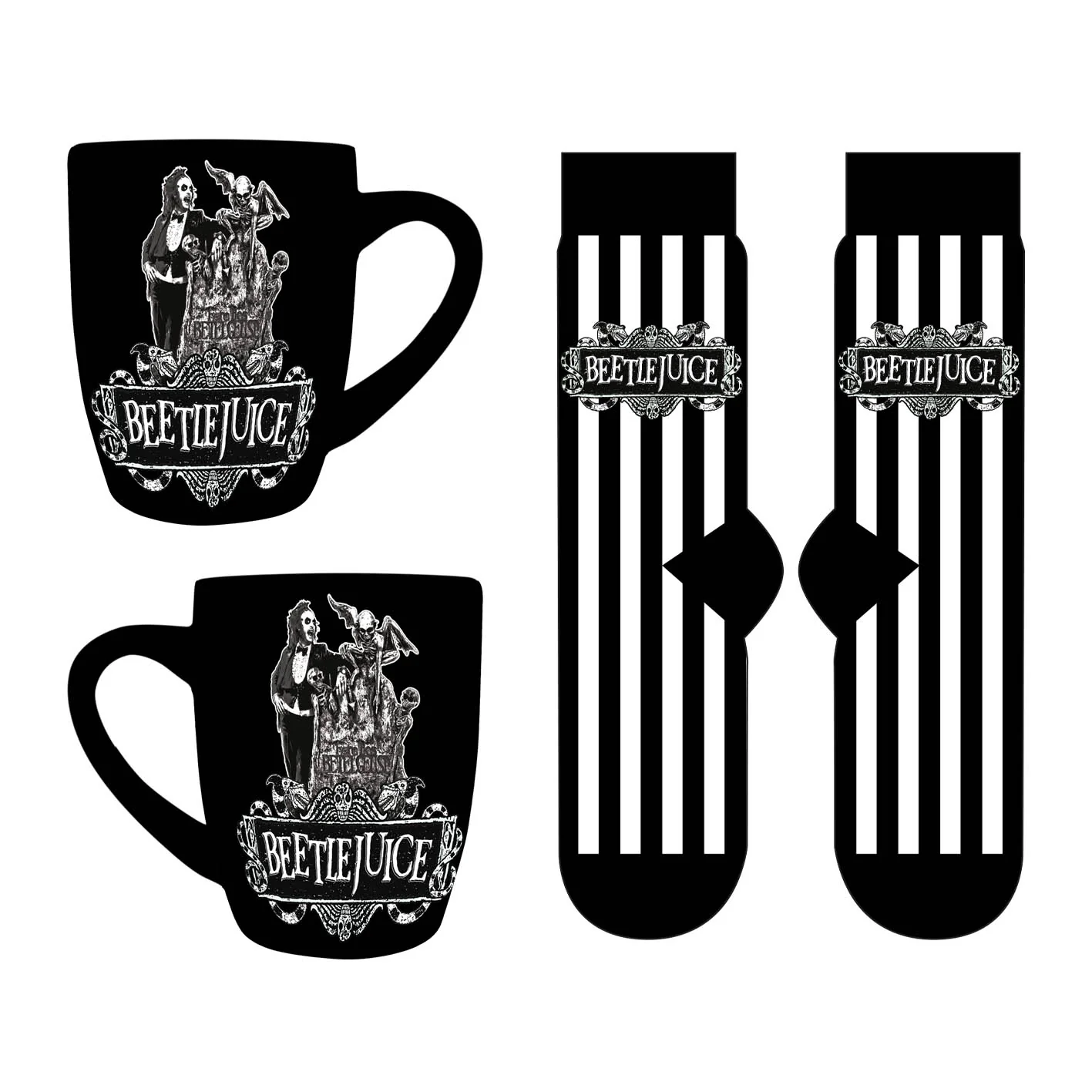 Beetlejuice - Coffret cadeau avec tasse 315ml et paire de chaussette EU 41-45 "Beetlejuice" - flash vidéo