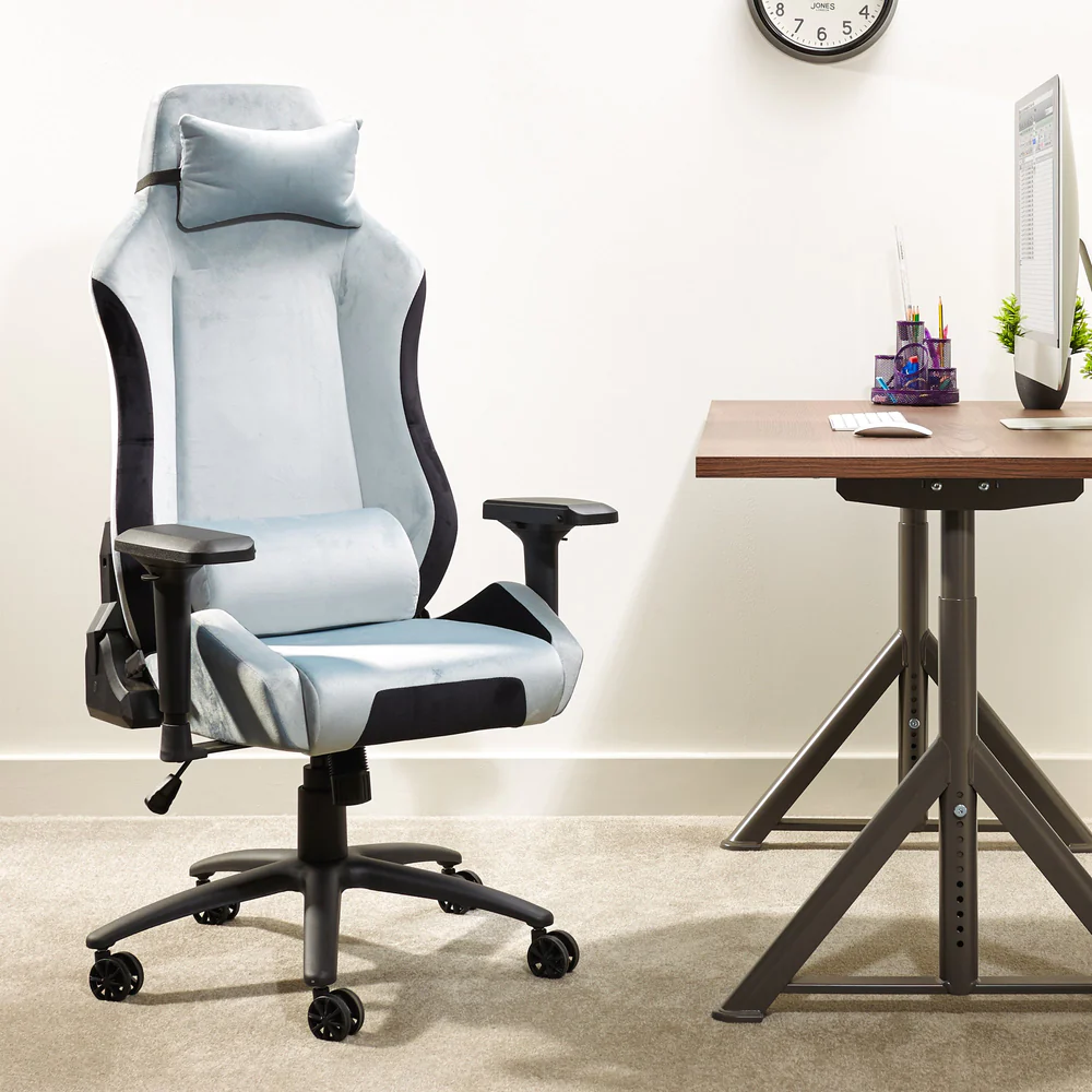 X Rocker - Chaise de bureau en tissu Messina Gris Argenté - flash vidéo