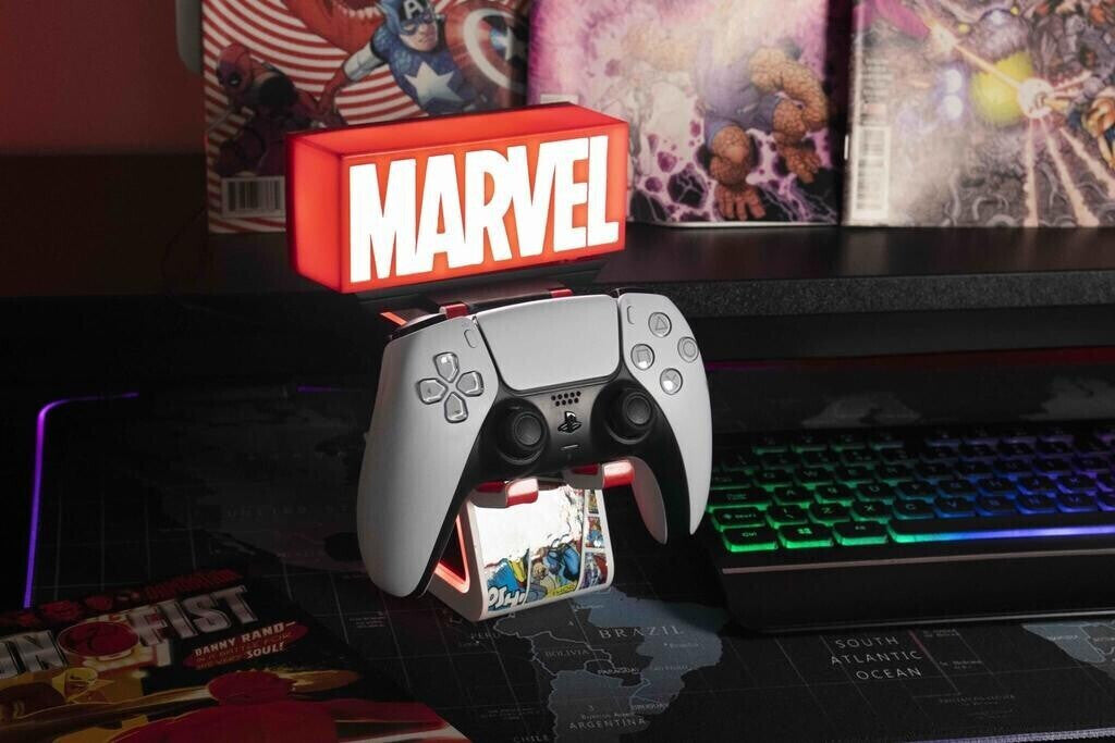 Cable Guys Ikon - Marvel - Marvel Logo Support Lumineux Chargeur pour Téléphone et Manette - flash vidéo