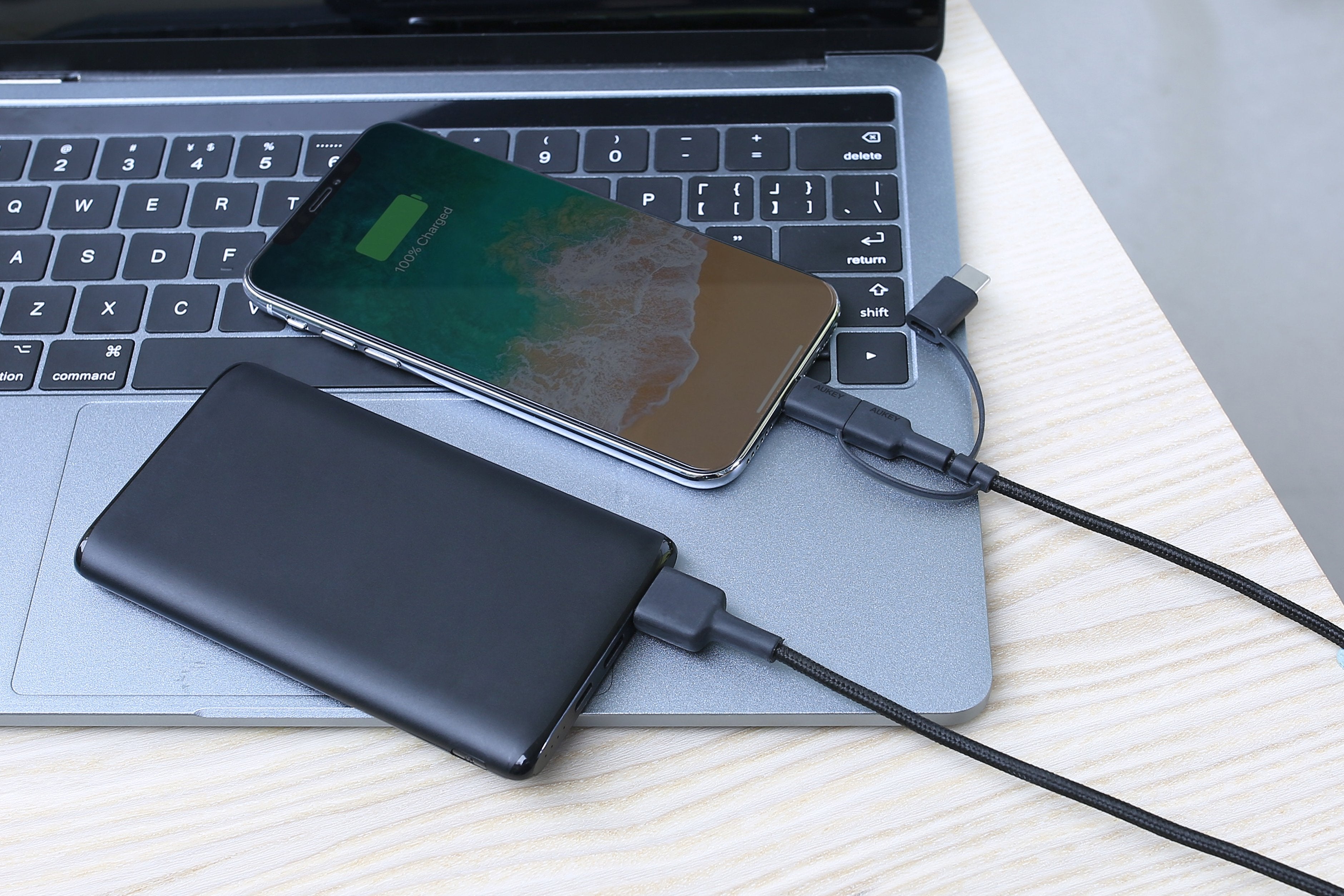 Aukey - Câble USB 3 en 1 CB-BAL5 Impulse Series - flash vidéo