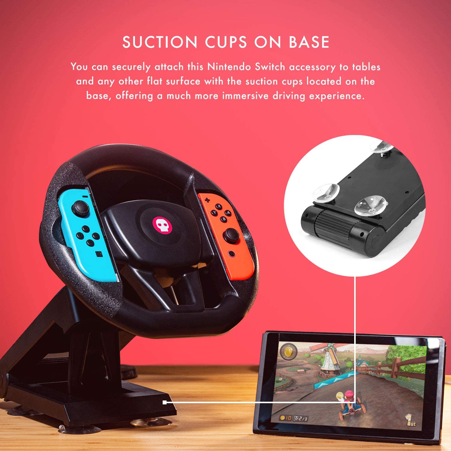 Numskull - Support de Joy-Con en forme de volant et fixation de table pour Nintendo Switch - flash vidéo