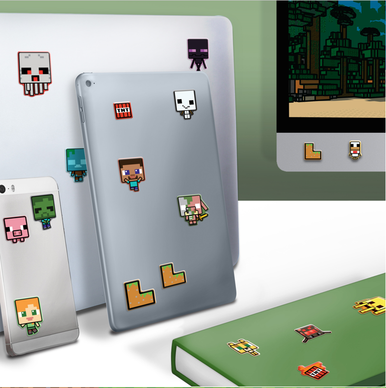 Mojang Studios - Minecraft - Set de Stickers Gadget Puffy - flash vidéo