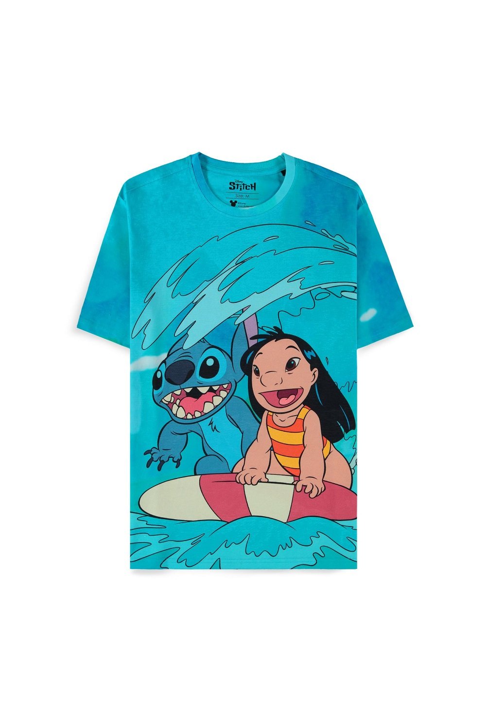Lilo et Stitch - T-shirt Unisex manches courtes "Lilo et Stitch surfent sur la vague" - S - flash vidéo