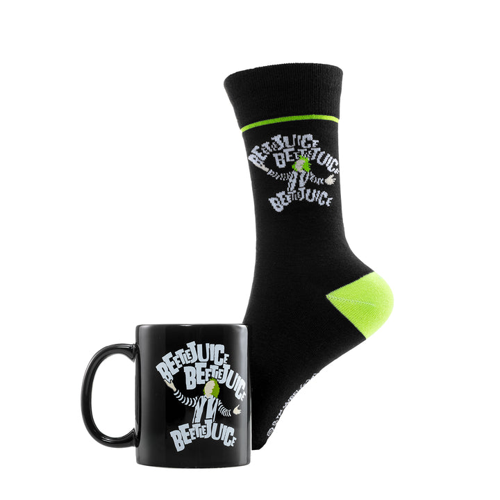 Beetlejuice - Coffret cadeau avec tasse 315ml et paire de chaussette EU 41-45 "Beetlejuice Beetlejuice Beetlejuice" - flash vidéo