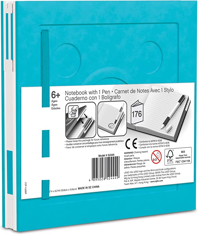 Cahier verrouillable Lego avec stylo gel - Bleu azur - flash vidéo