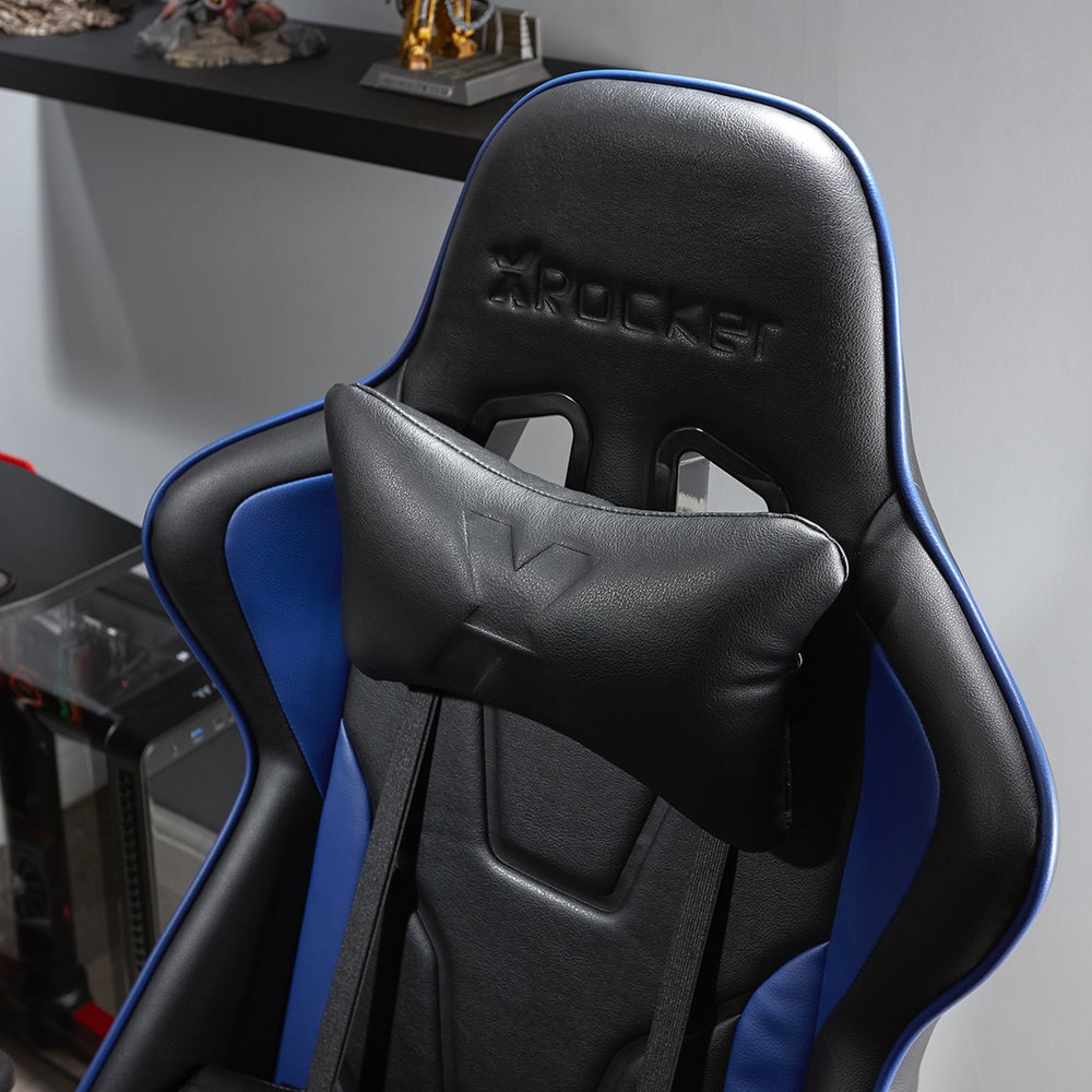 X Rocker - Bravo PC Office Blue and Black Gaming Chair - flash vidéo
