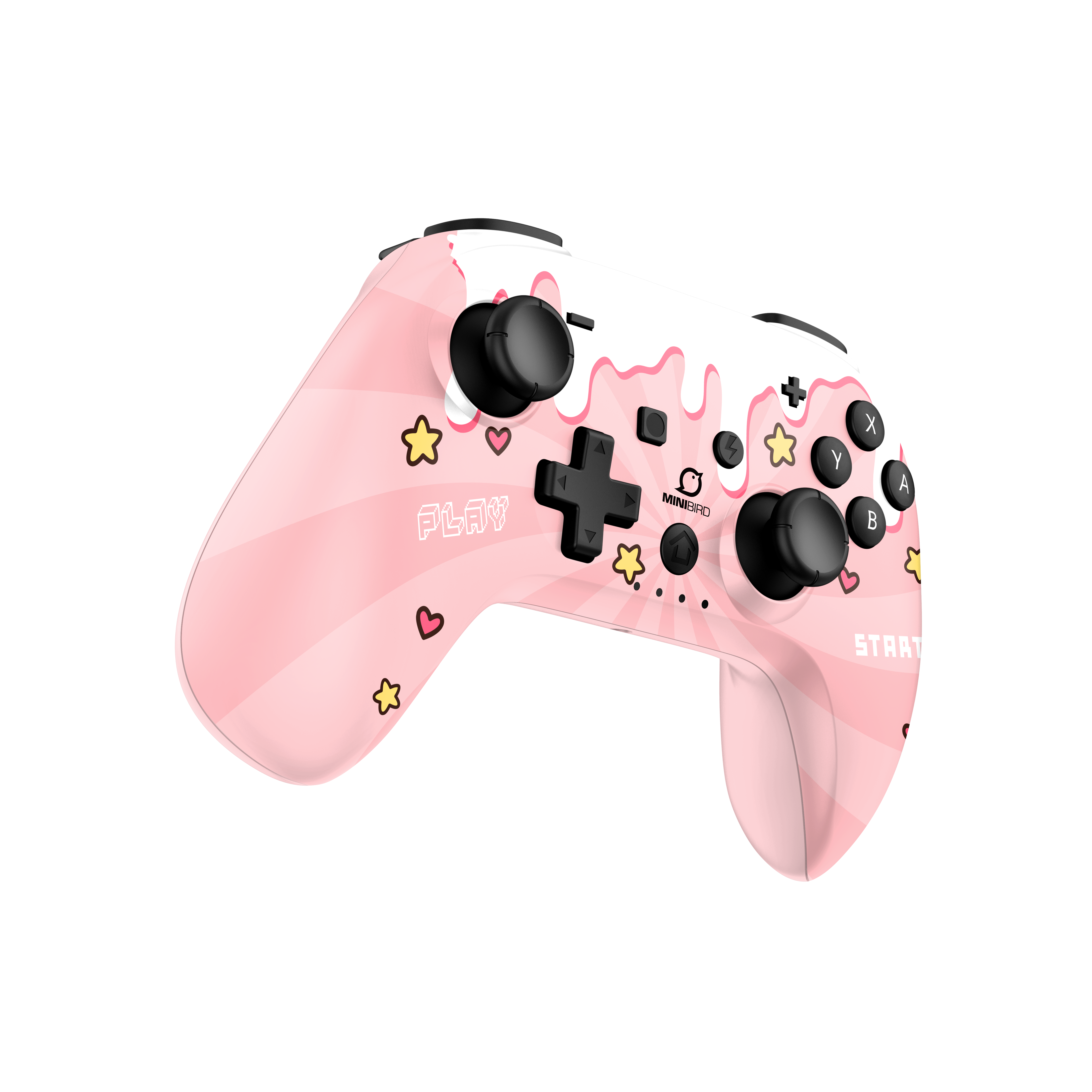 Minibird Pop Top - Manette sans fil Bluetooth "Sweet Pink" pour Nintendo Switch et Switch OLED - flash vidéo