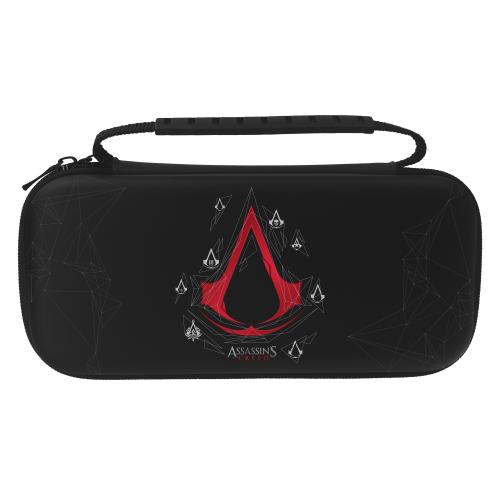 Assassin's Creed - Sacoche de transport Slim - Noire - Modèle Emblèmes pour Nintendo Switch et Switch OLED - flash vidéo