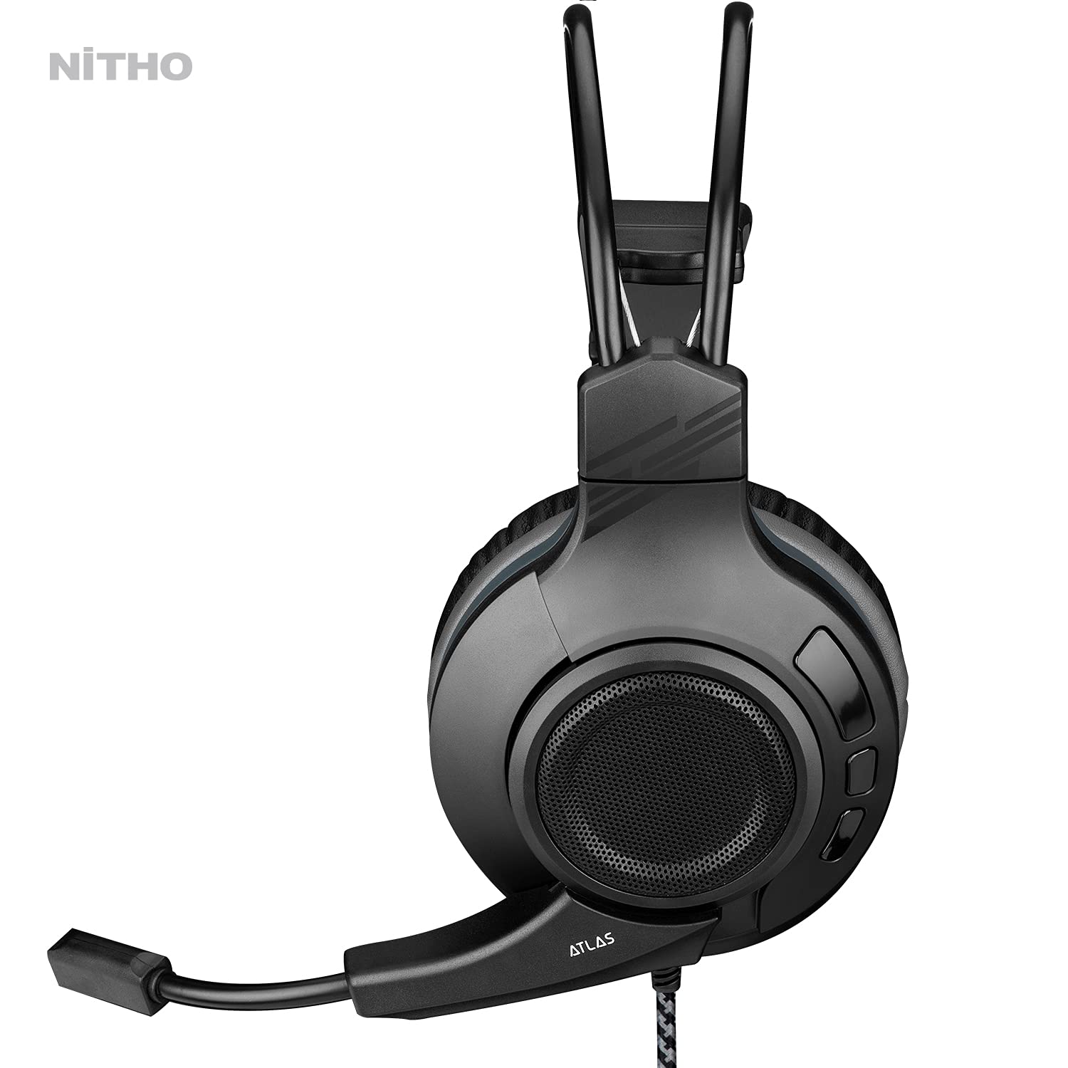 Nitho - Casque de jeu stéréo filaire Atlas 7.1 Noir pour PC, PS4/PS5, Xbox One, Xbox Series S|X, Nintendo Switch - flash vidéo