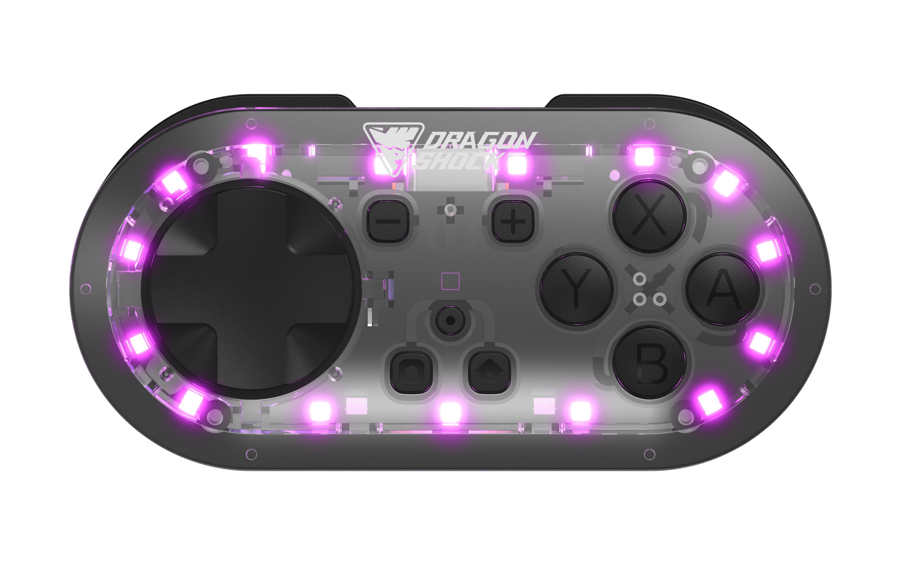 DragonShock - Paire Mini Manettes Sans Fil Glow Fusion et Noire pour Nintendo Switch, Switch OLED, PC, Android et IOS - flash vidéo