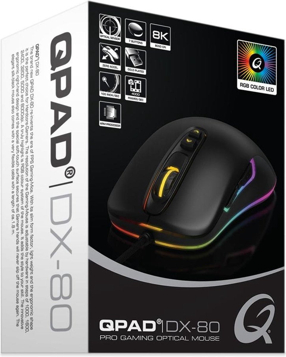 QPAD - DX-80 - 8.000 dpi FPS Gaming Mouse - flash vidéo