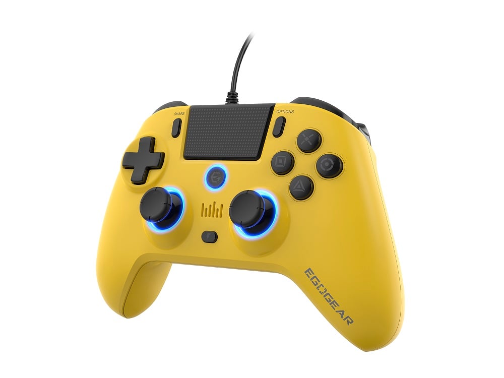 EgoGear - Manette filaire SC10 Jaune avec port audio pour casque pour PS4, PS3 et PC - flash vidéo