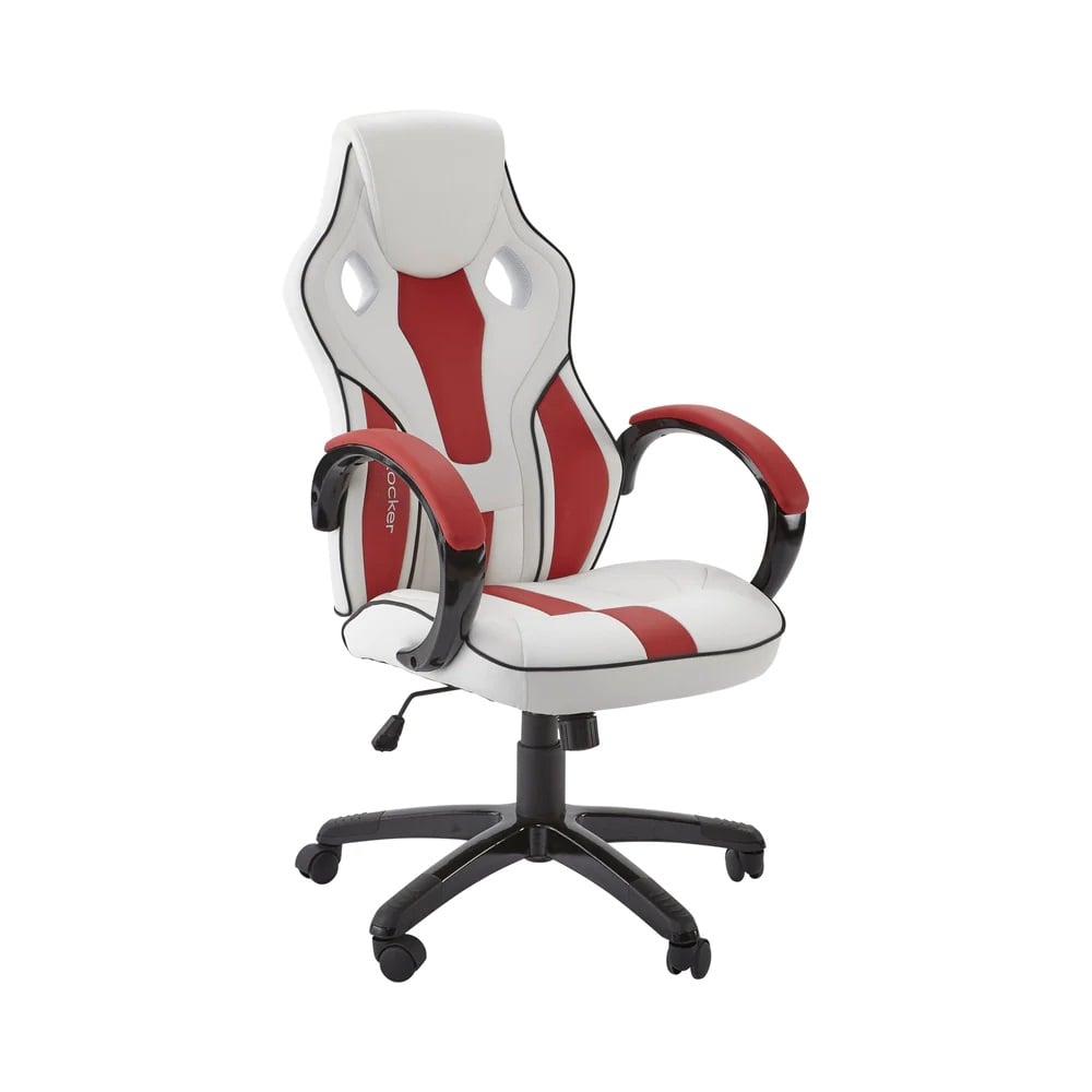 X Rocker - Siège de bureau Maverick réglable en hauteur blanc et rouge avec support lombaire - flash vidéo