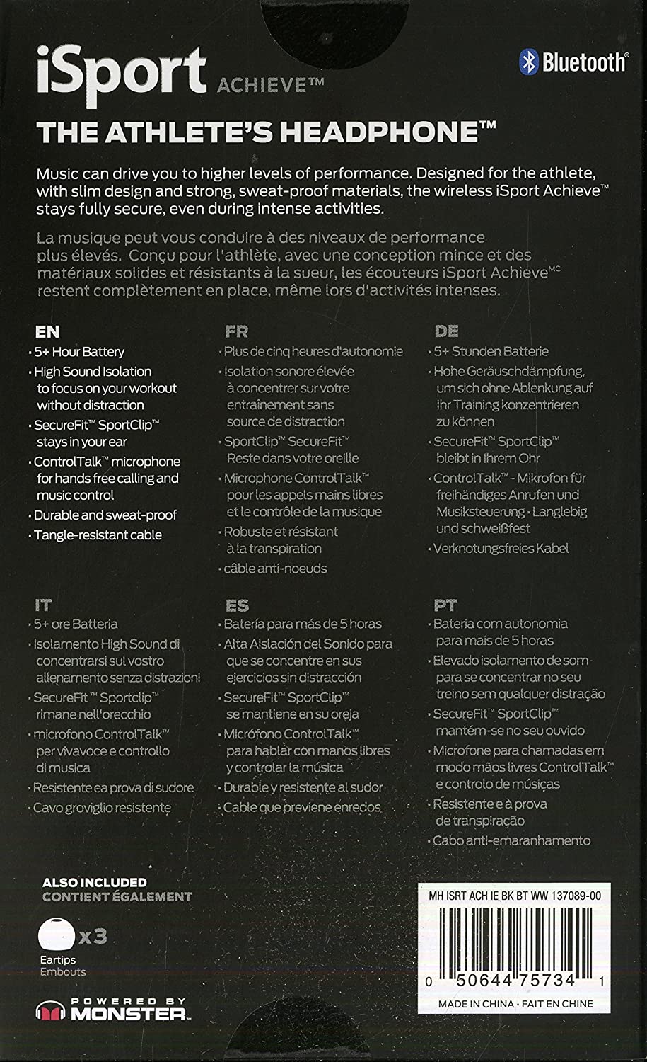 Monster iSport Achieve Wireless Earbuds black - flash vidéo