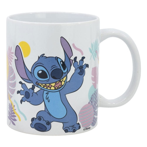 Disney - Tasse en céramique Stitch avec des fleurs hawaïennes - 325ml - flash vidéo