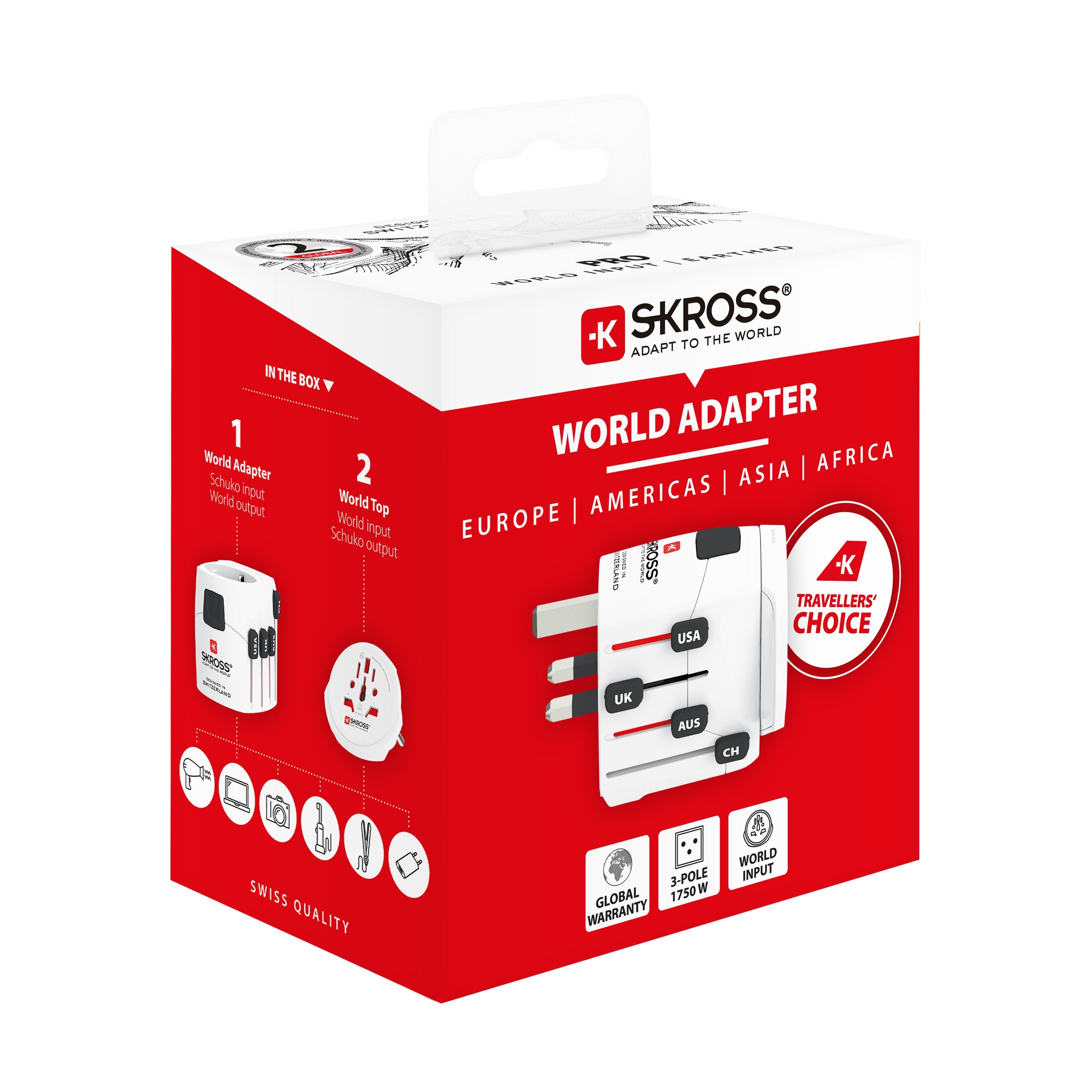 SKROSS - World Travel Adapter with Ground Plugs 7.0 AMP, with Schuko Topko Top - flash vidéo