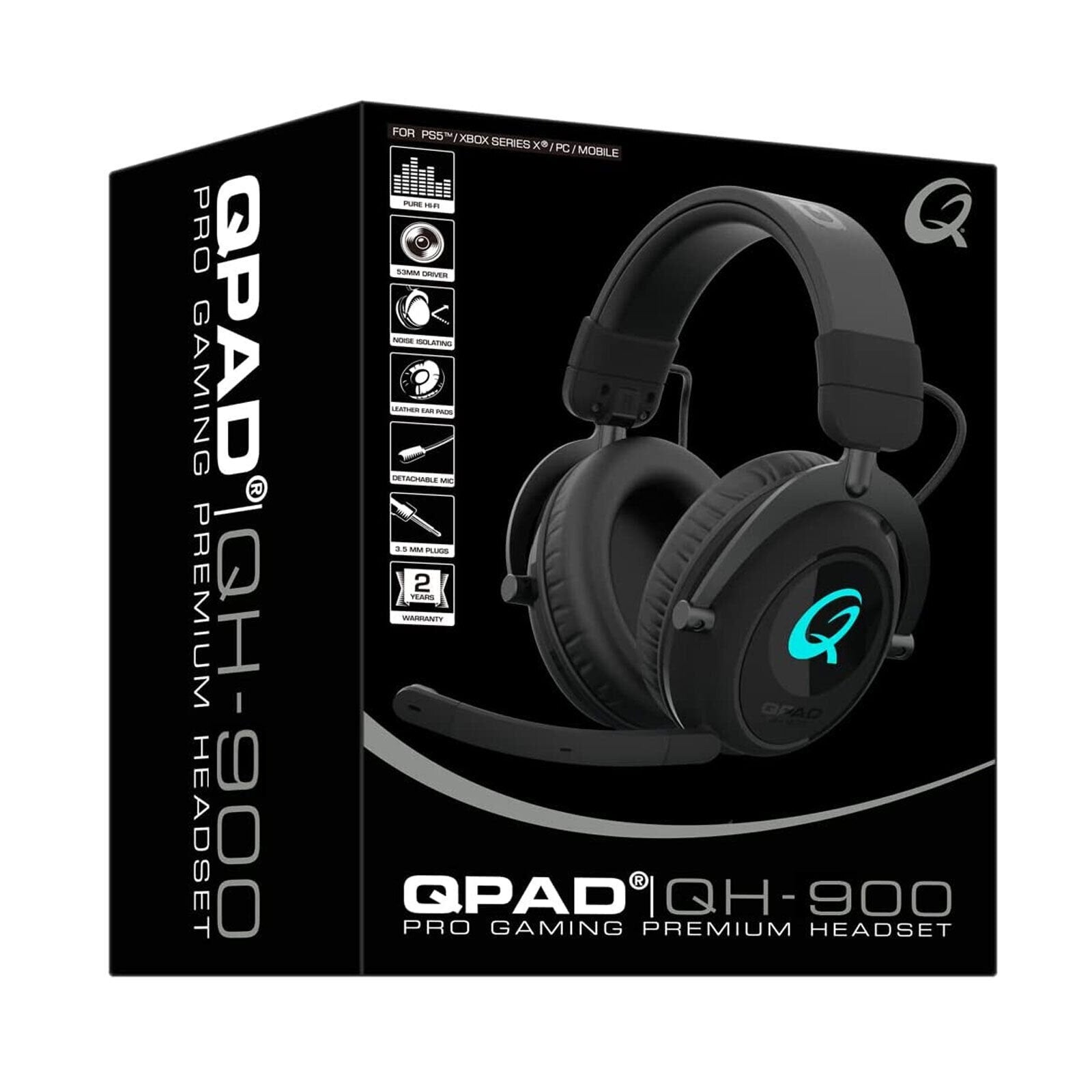 QPAD - QH-900 - Casque de jeu stéréo sans fil Noir pour PC, PS4/PS5, Xbox One, Xbox Series S|X, Nintendo Switch - flash vidéo