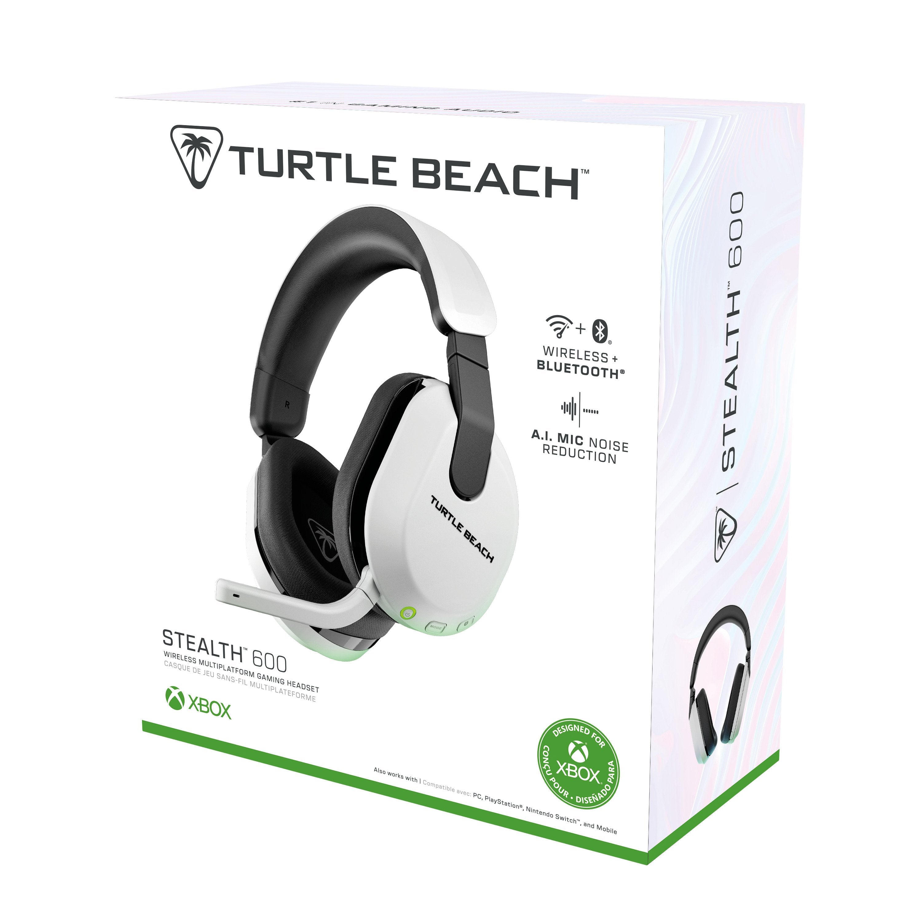 Turtle Beach - Casque de jeu sans fil Stealth 600X Gen 3 Blanc pour Xbox Series, Xbox One, PS5, PS4, Switch, PC et Mobile - flash vidéo