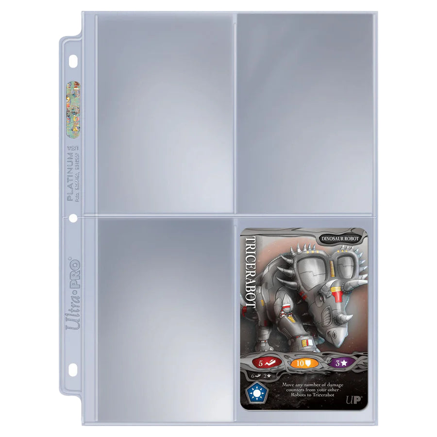 Ultra Pro - Lot de 25 Feuilles de 4 Cases Platinum Series pour cartes format standard - flash vidéo