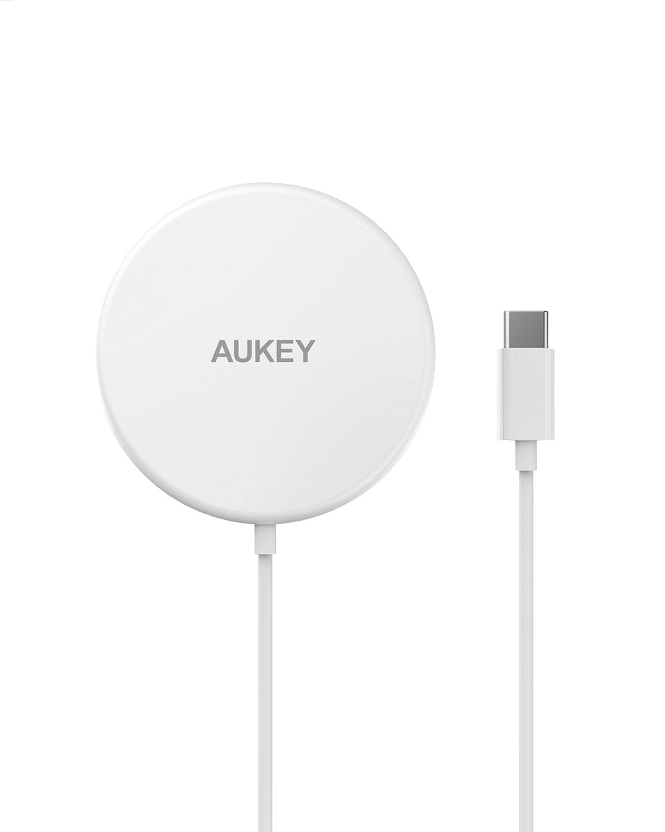 Aukey - Chargeur magnétique 15W sans fil Aircore Blanc - flash vidéo