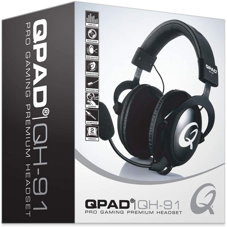 QPAD - QH-91 High End Stereo Gaming Headset, Closed Ear, Noise Cancelling detachable Microphone - flash vidéo