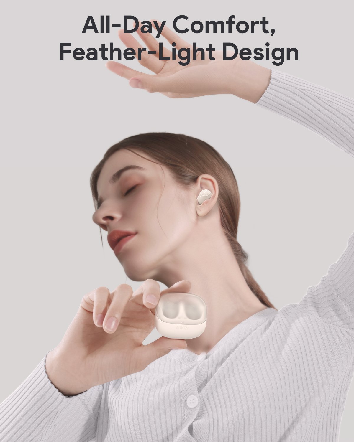 Aukey - Écouteurs sans fil connectés ultra-compacts Blanc EP-M3A - flash vidéo