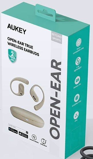 Aukey - Écouteurs sans fil connectés Sports Fit Open-Ear Blanc - flash vidéo