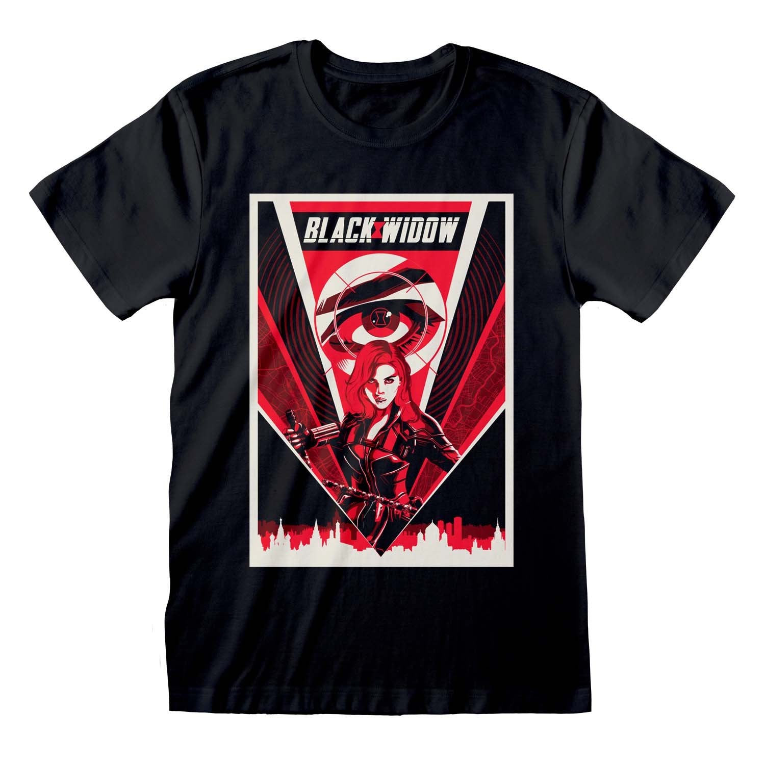 Marvel - T-shirt unisexe Noir Poster du film Black Widow - M - flash vidéo