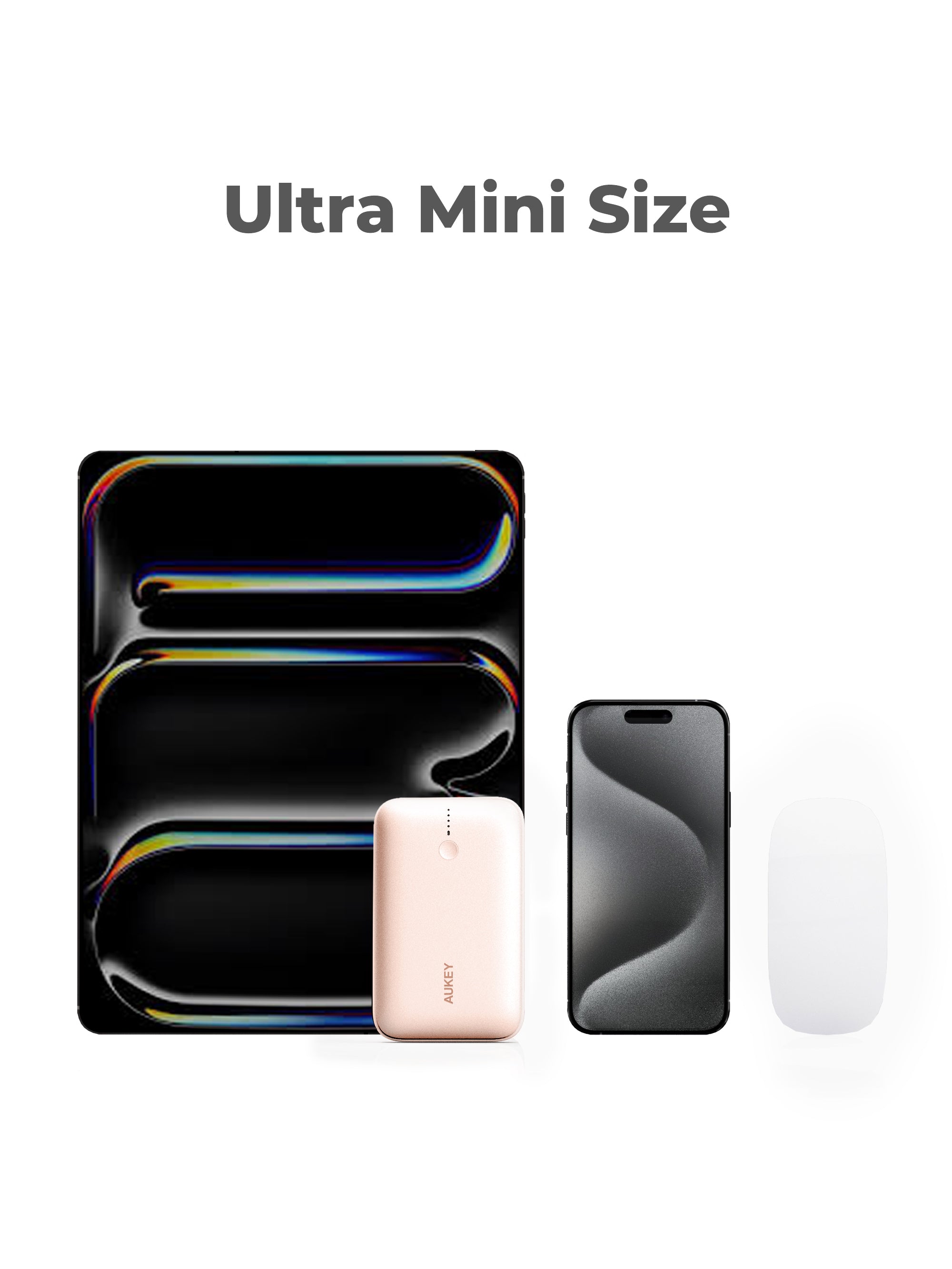 Aukey - Spark Mini 20000mAh 20W Powerbank Rose USB-C/USB-A - flash vidéo