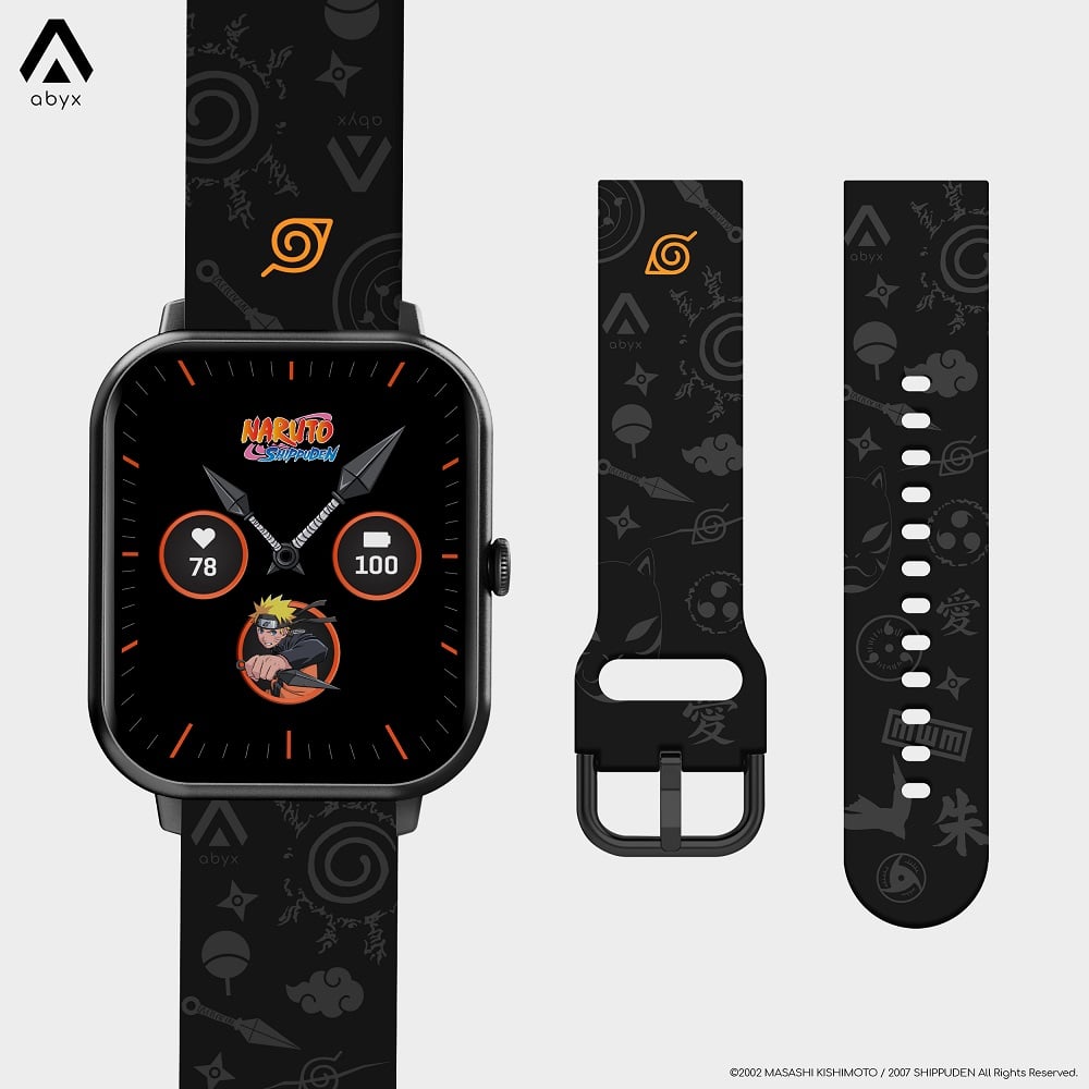 Abyx Fit - Bracelet universel Naruto Shippuden - Symbole Konoha 20mm pour montre connectée - flash vidéo