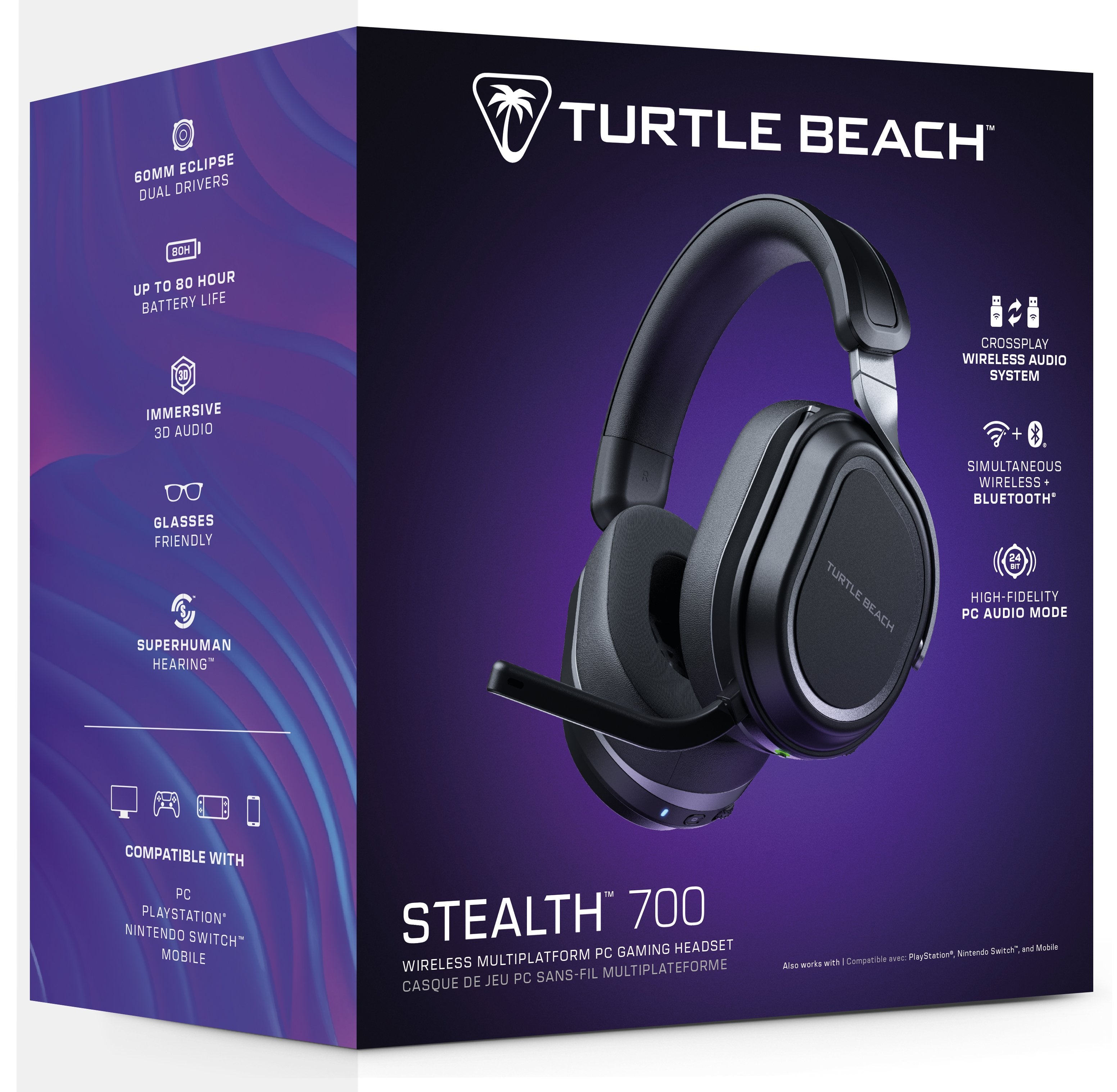 Turtle Beach - Casque de jeu sans-fil multiplateforme Stealth 700 Gen 3 Noir pour PC, PlayStation, Nintendo Switch et Mobile - flash vidéo