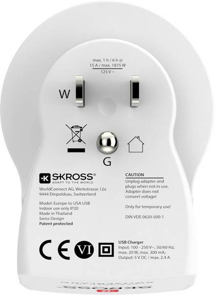 Skross Europe to US Travel Adapter and USB Charger (x2) - flash vidéo