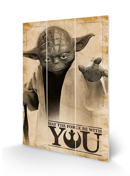 Star Wars - Yoda Que La Force Impression sur Bois 20 X 29.5 cm - flash vidéo