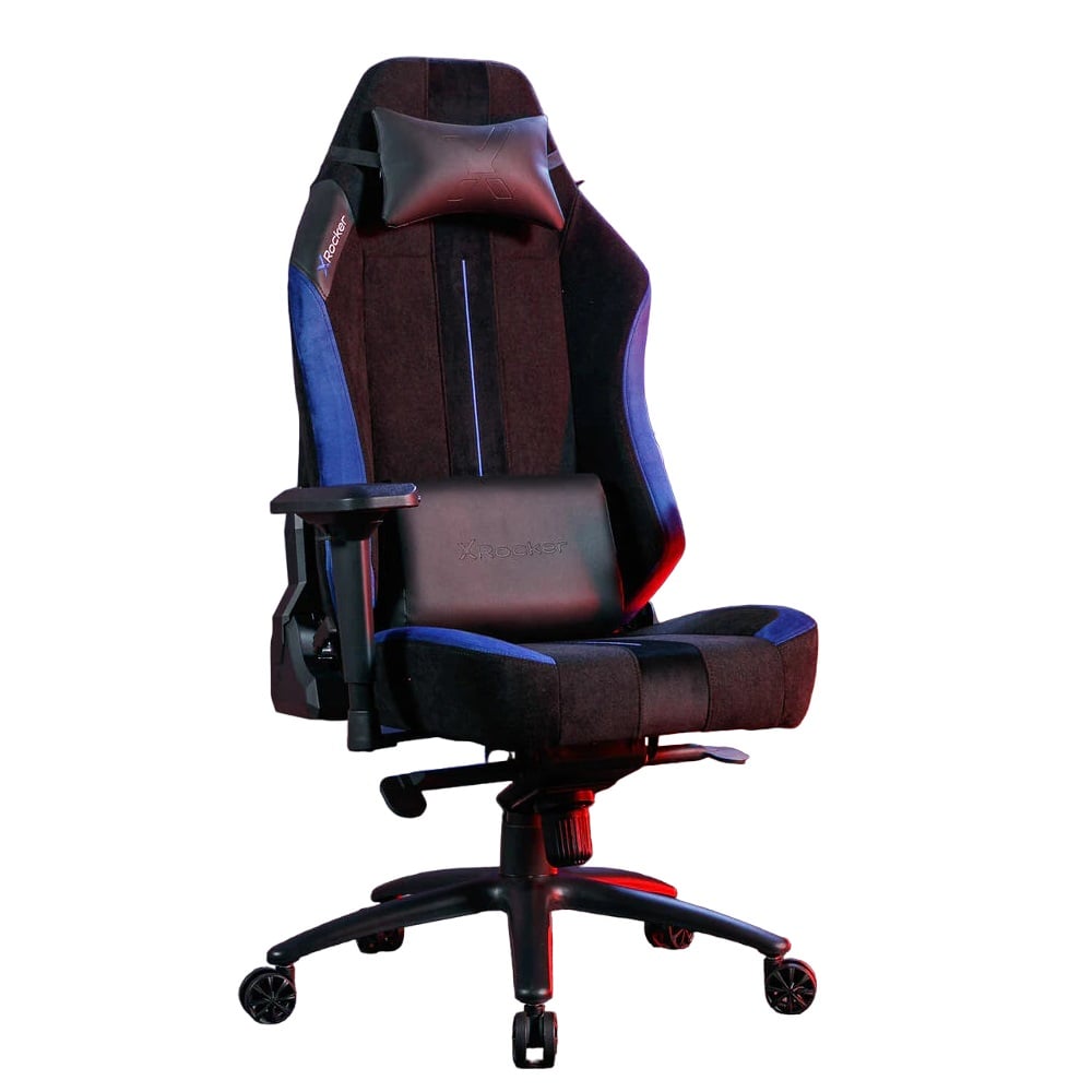 X Rocker - Chaise de bureau ergonomique Onyx Noire/Bleu - flash vidéo