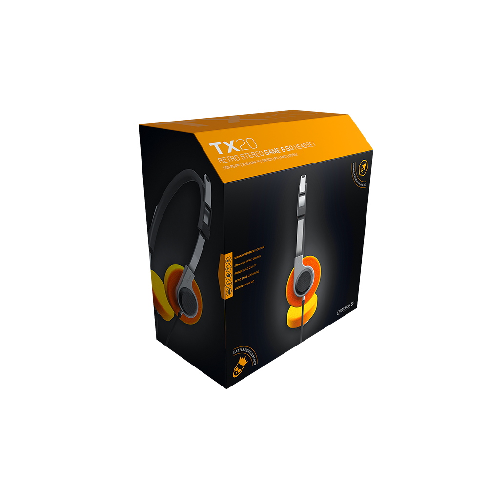 Gioteck - Casque stéréo Game & Go de style rétro TX20 pour PS5, PS4, Xbox Series, Xbox One, Switch, PC, Mac et Mobile - flash vidéo
