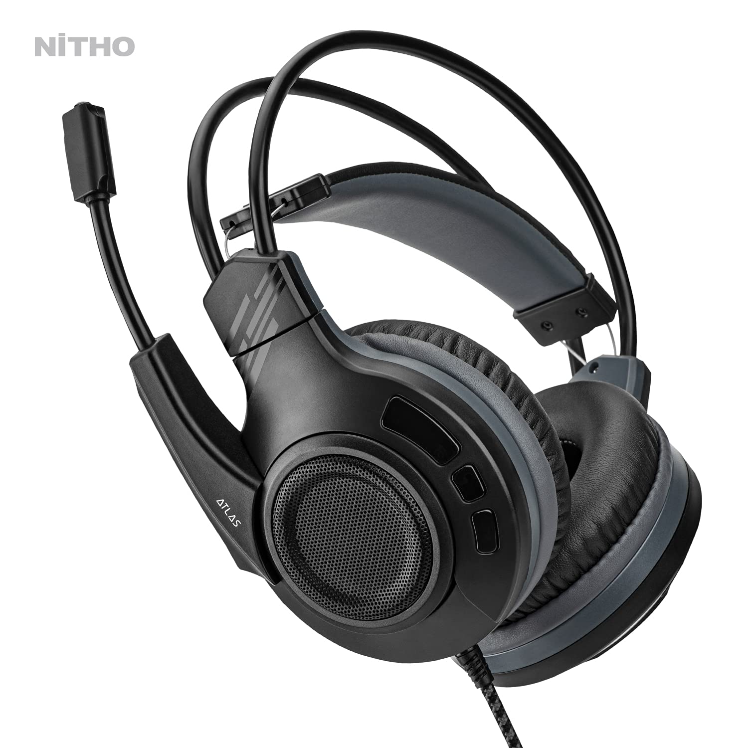 Nitho - Casque de jeu stéréo filaire Atlas 7.1 Noir pour PC, PS4/PS5, Xbox One, Xbox Series S|X, Nintendo Switch - flash vidéo