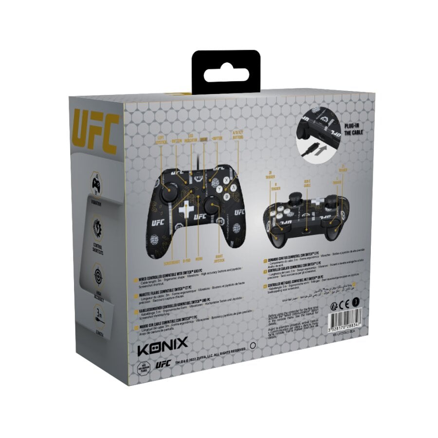 Konix - Manette filaire UFC Noire pour Nintendo Switch - flash vidéo