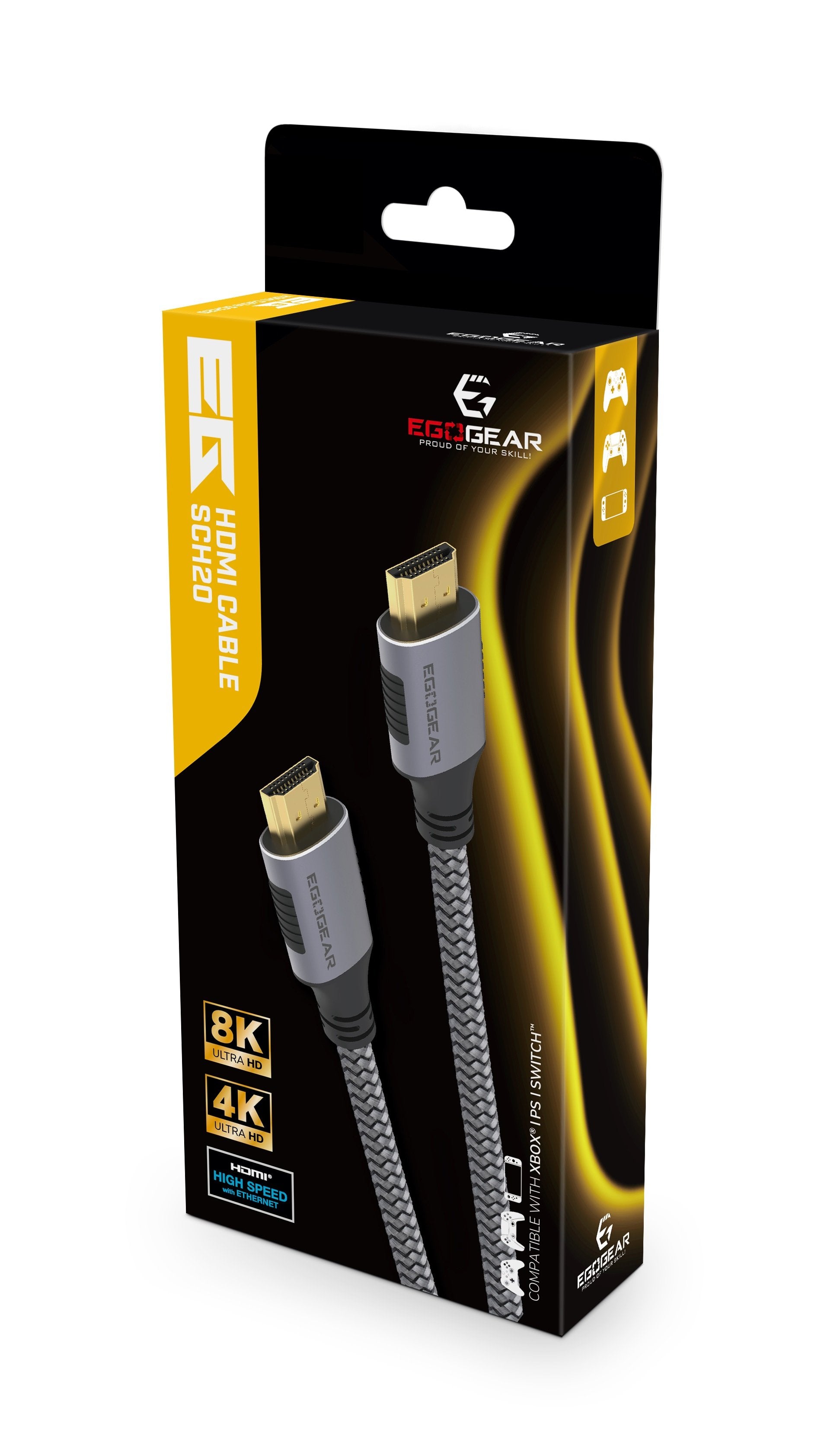 EgoGear - Câble HDMI 2.1 8K UHD SCH20 avec Ethernet Gris et Noir - flash vidéo